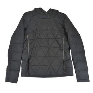 Lululemon Fluffed Up Pullover Black Hooded Down Puffer Jacket Women's 10 Quilted